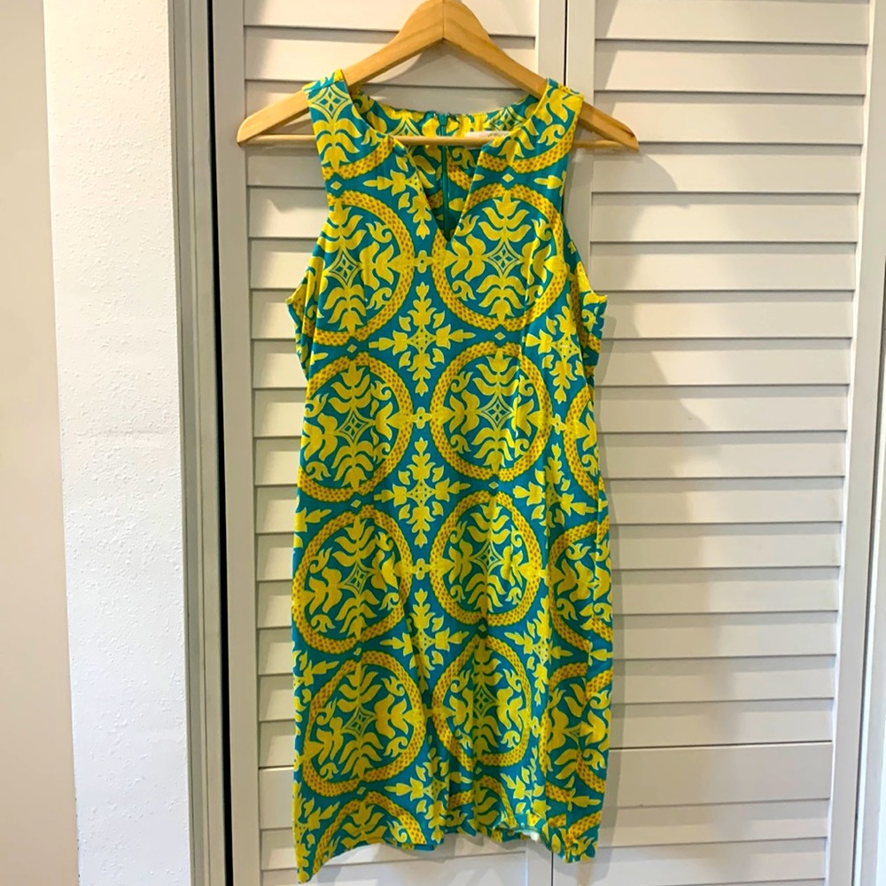 Turquoise and Yellow Mini Dress